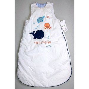Vertbaudet Infant/Baby 0-6mo. Short-Sleeved Sleep Bag/Sack - White/Ocean Animals
